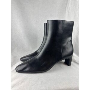 A New Day Womens Black Square Toe Kitten Heel Ankle Boots Memory Foam Size 11